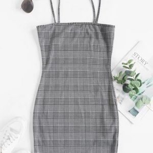 short bodycon plaid dress